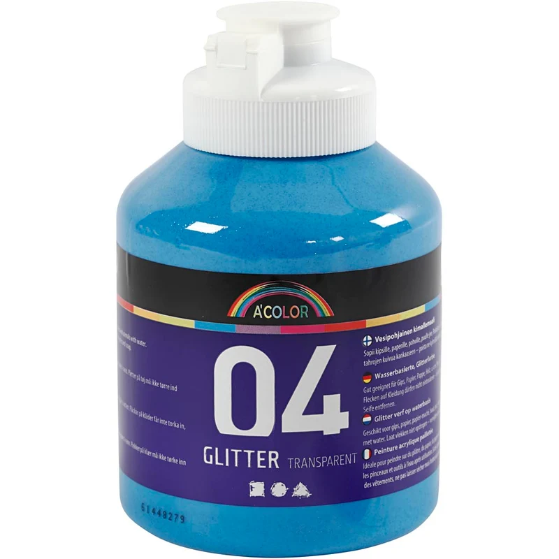 Glitterakrylfärg, blå, 500 ml/ 1 flaska [HOB-32506]