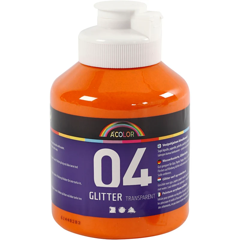 Glitterakrylfärg, orange, 500 ml/ 1 flaska [HOB-32505]