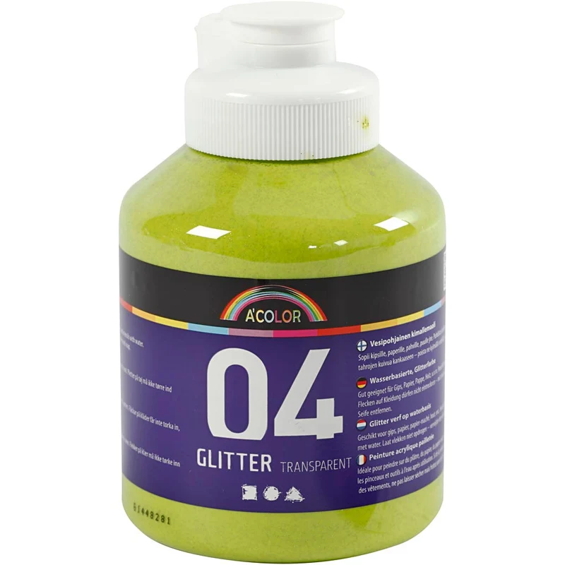 Glitterakrylfärg, limegrön, 500 ml/ 1 flaska [HOB-32504]