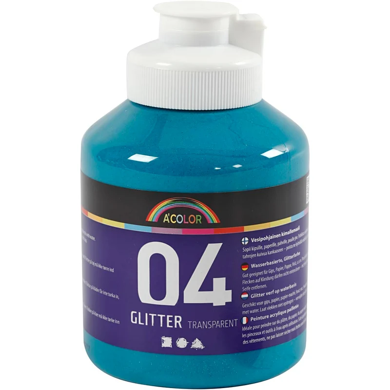 Glitterakrylfärg, turkos, 500 ml/ 1 flaska [HOB-32503]