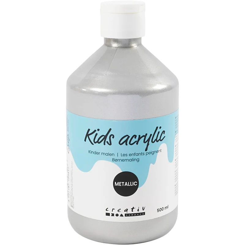 Akrylfärg Metallic, metallic, silver, 500 ml/ 1 flaska [HOB-32230]
