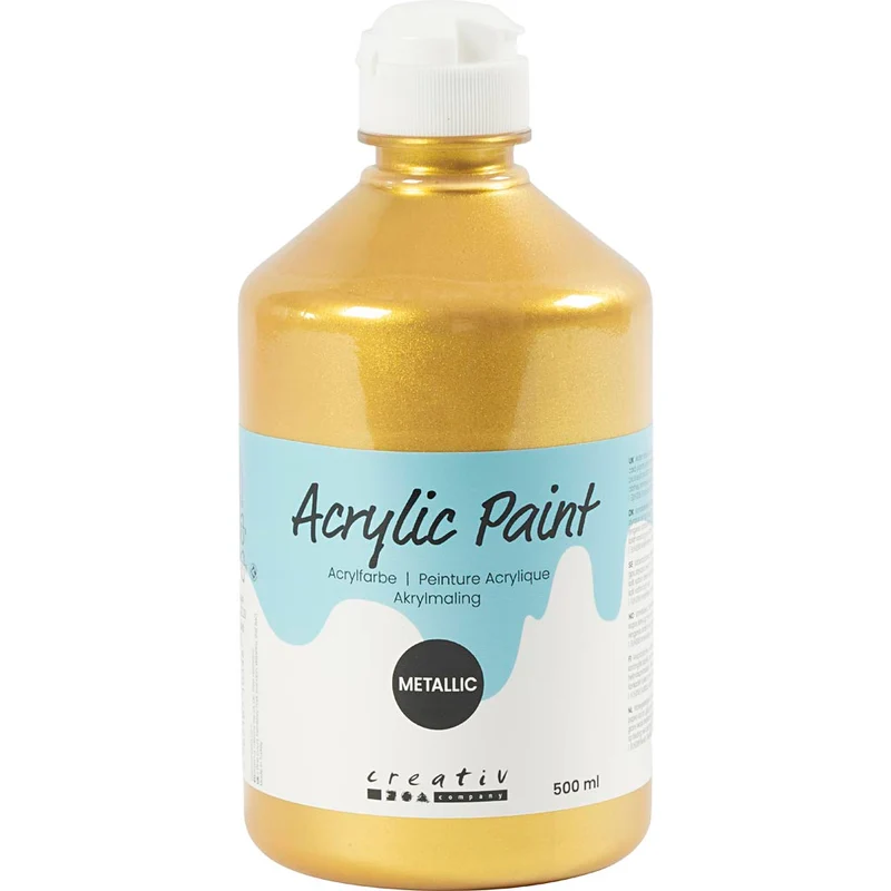 Akrylfärg Metallic, metallic, guld, 500 ml/ 1 flaska [HOB-32228]