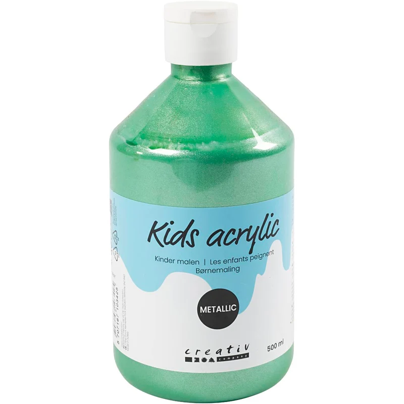 Akrylfärg Metallic, metallic, ljusgrön, 500 ml/ 1 flaska [HOB-32224]