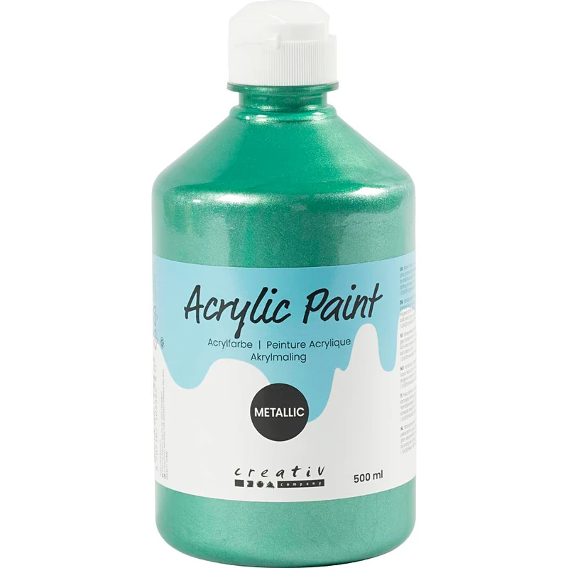 Akrylfärg Metallic, metallic, grön, 500 ml/ 1 flaska [HOB-32222]