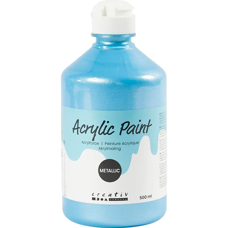Akrylfärg Metallic, metallic, ljusblå, 500 ml/ 1 flaska [HOB-32220]