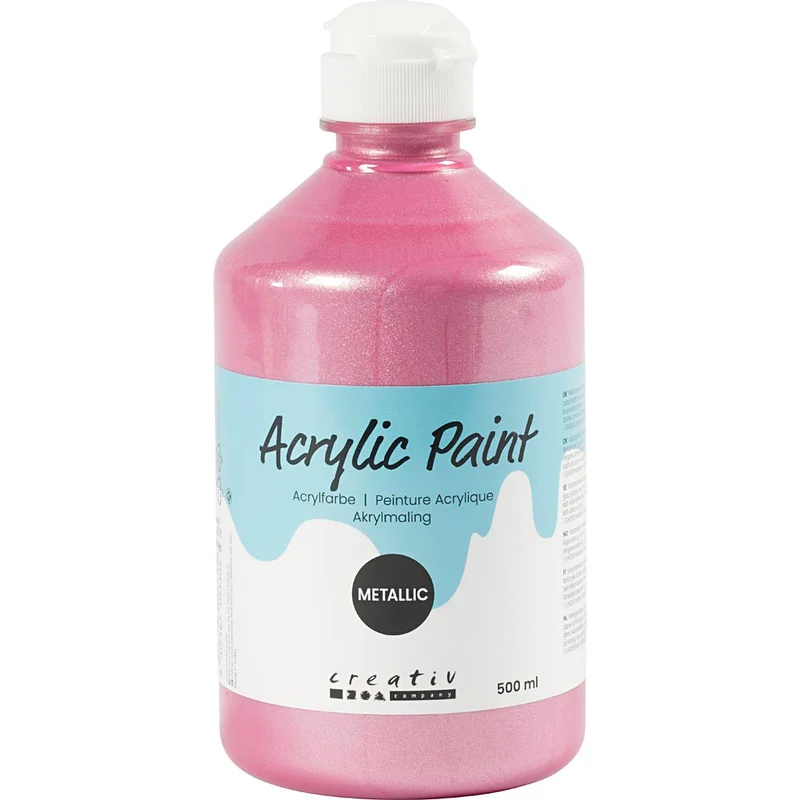 Akrylfärg Metallic, metallic, ljusröd, 500 ml/ 1 flaska [HOB-32216]