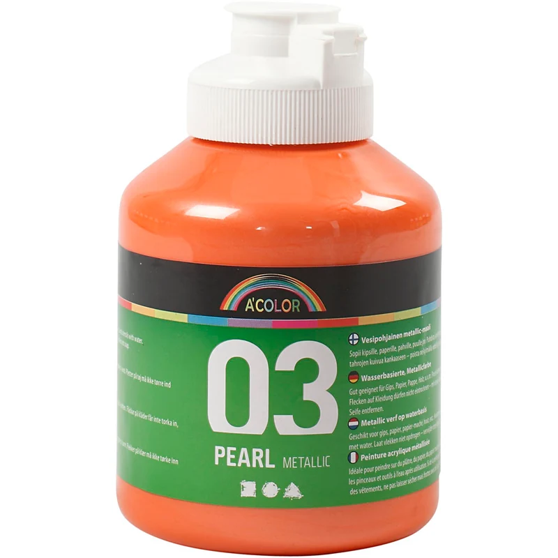 Akrylfärg Metallic, metallic, orange, 500 ml/ 1 flaska [HOB-32212]