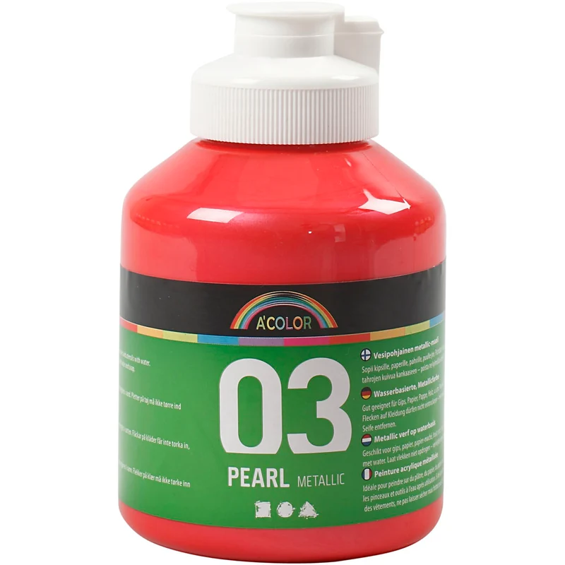 Akrylfärg Metallic, metallic, röd, 500 ml/ 1 flaska [HOB-32210]