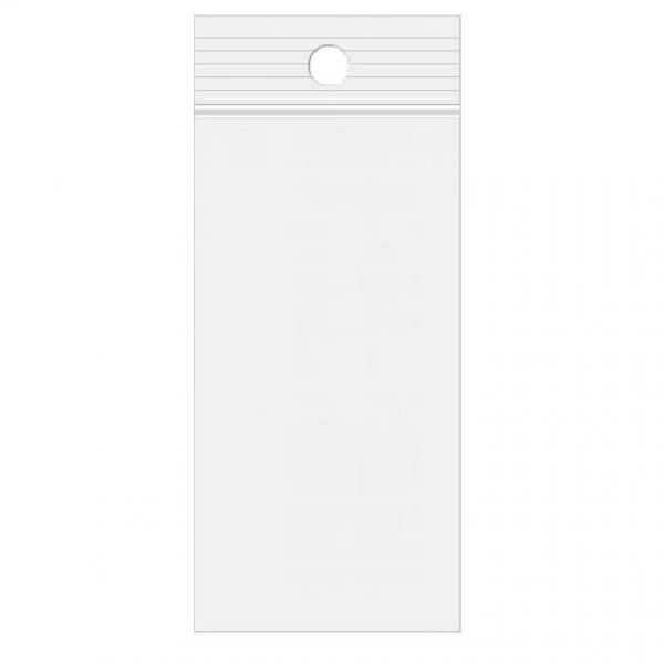 Blixtlåspåsar med häng hål 6,5x30,5cm Kristallklart PP 50 mikron (100 st) [ZR2H12]