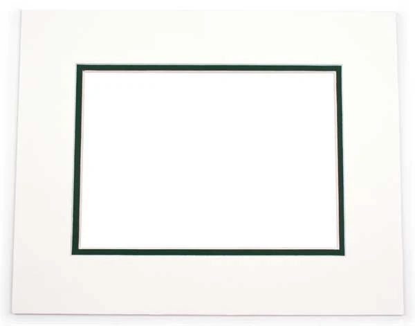 Passepartout Dubbel tjock Vit/Mörk Grön 40,6x50,8cm med 27x34,6cm Fönster (10 st) [MD20209]