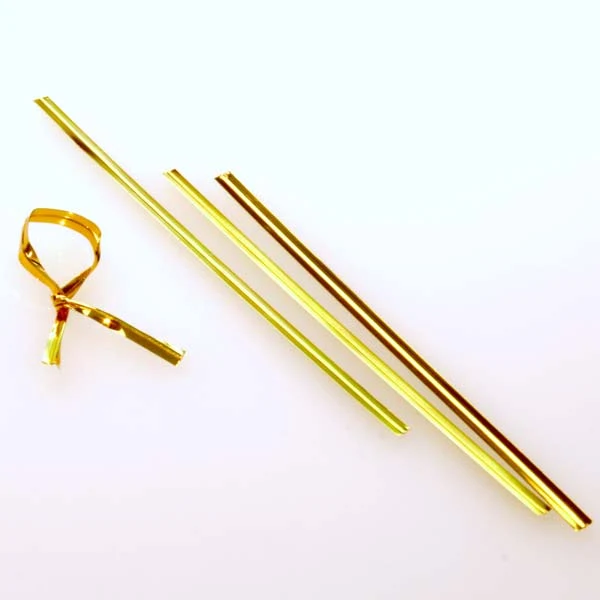 Säcktråd remsor 15,2x0,4cm Guld Metallisk Plast (1000 st) [TT6MG]