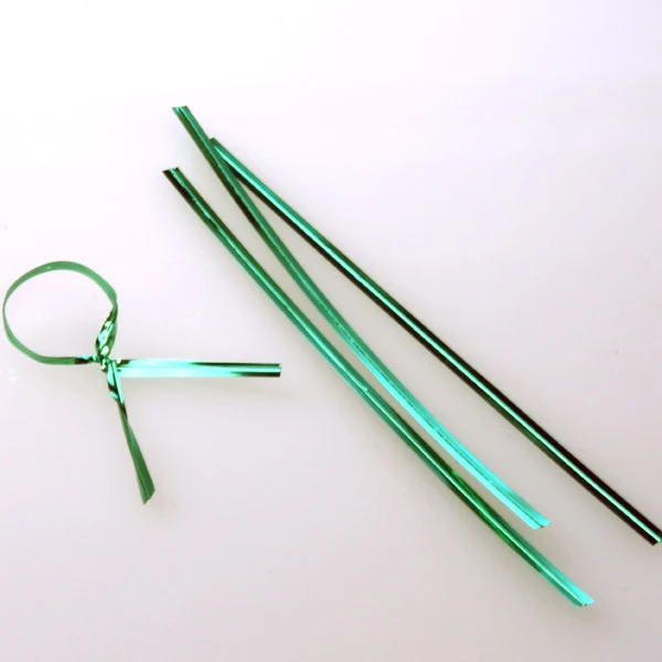 Säcktråd remsor 10,2x0,4cm Grön Metallisk Plast (1000 st) [TT4MGR]