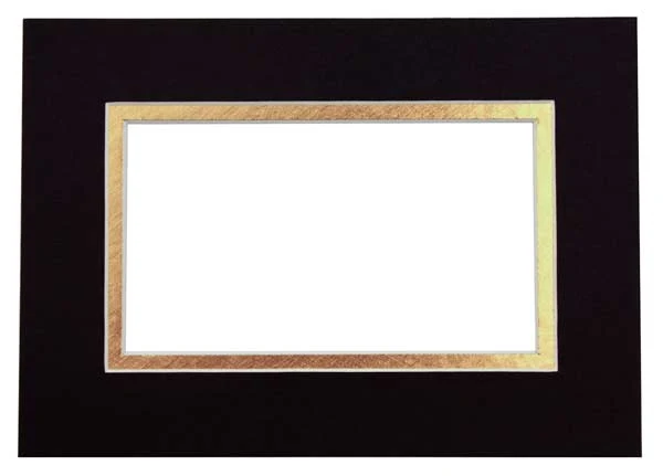 Passepartout Dubbel tjock Svart/Guld 27,9x35,6cm med 20,6x27cm Fönster (10 st) [MD20179]
