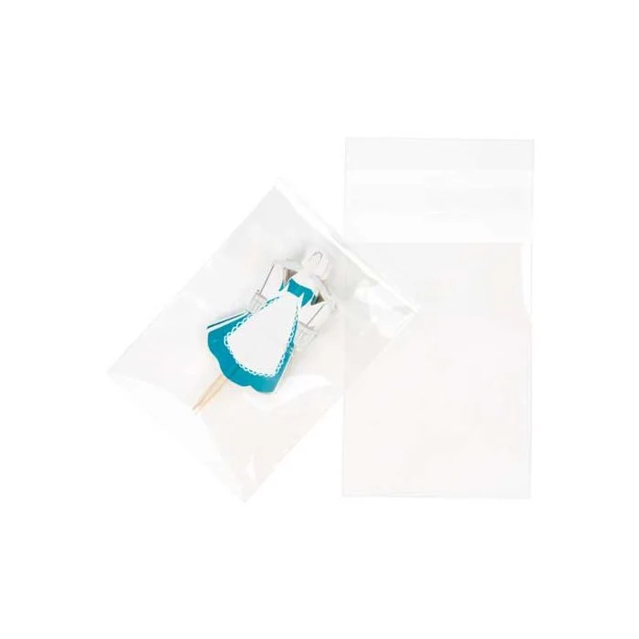 Plastpåsar 6,9x9,1cm Transparent med Tejpremsa (100 st) [B2M]