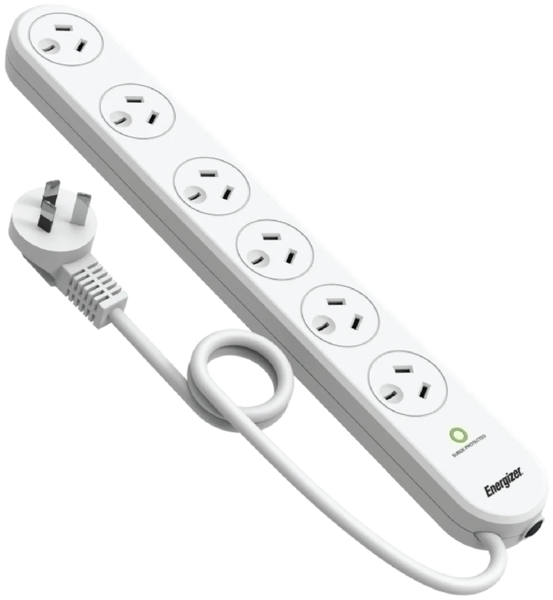 Energizer 6 Outlet Power Board with Surge Protection