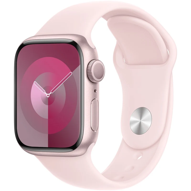 Apple Watch Series 9 (GPS) 41mm Pink Aluminum Case with Pink Sport Band, S/M (MR933)