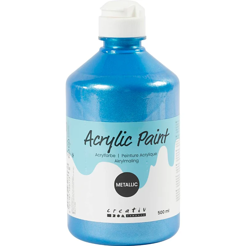 Akrylfärg Metallic, metallic, blå, 500 ml/ 1 flaska [HOB-32208]