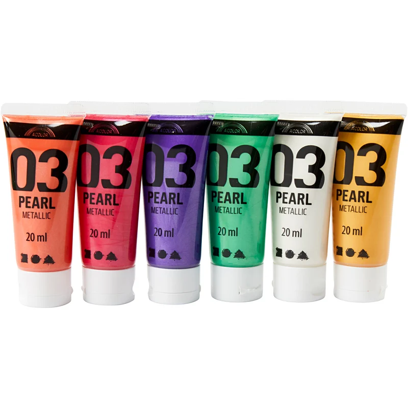 Akrylfärg Metallic, metallic, kompletterande färger, 6x20 ml/ 1 förp. [HOB-32205]