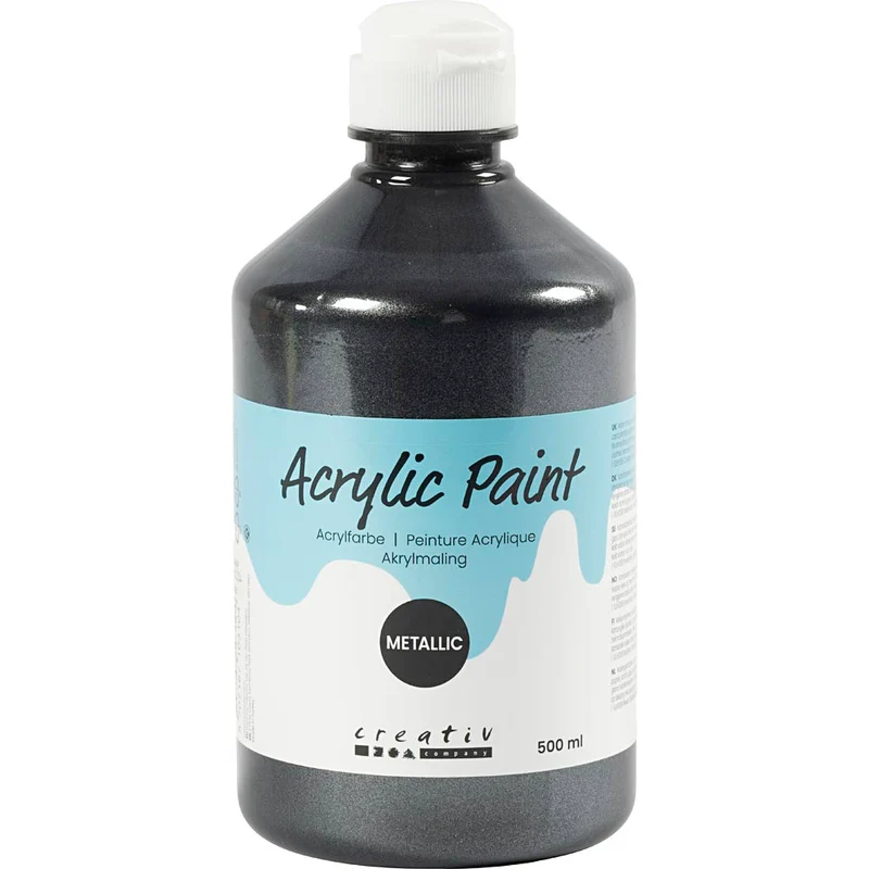 Akrylfärg Metallic, metallic, svart, 500 ml/ 1 flaska [HOB-32204]