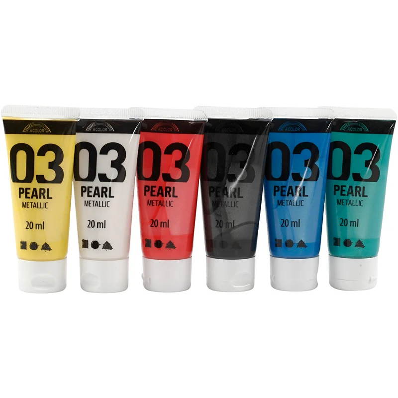 Akrylfärg Metallic, metallic, standardfärger, 6x20 ml/ 1 förp. [HOB-32203]