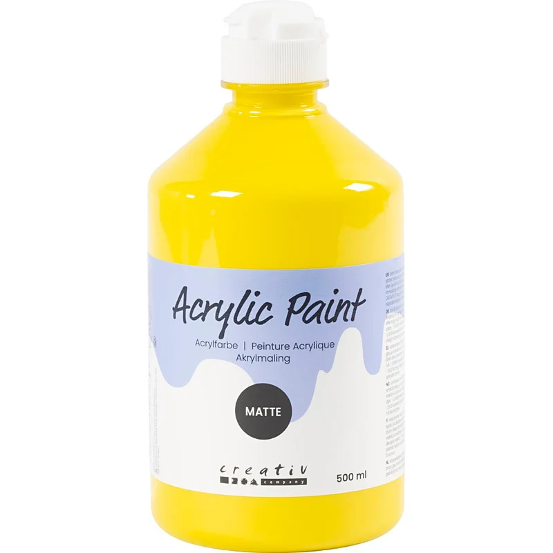 Akrylfärg Matt, primärgul, 500 ml/ 1 flaska [HOB-32106]