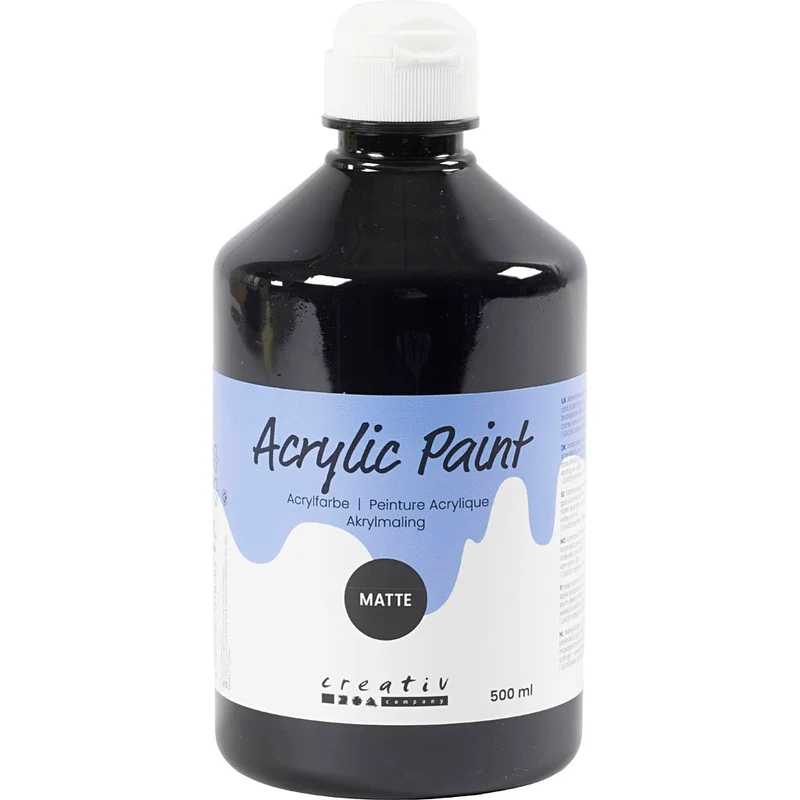 Akrylfärg Matt, svart, 500 ml/ 1 flaska [HOB-32104]