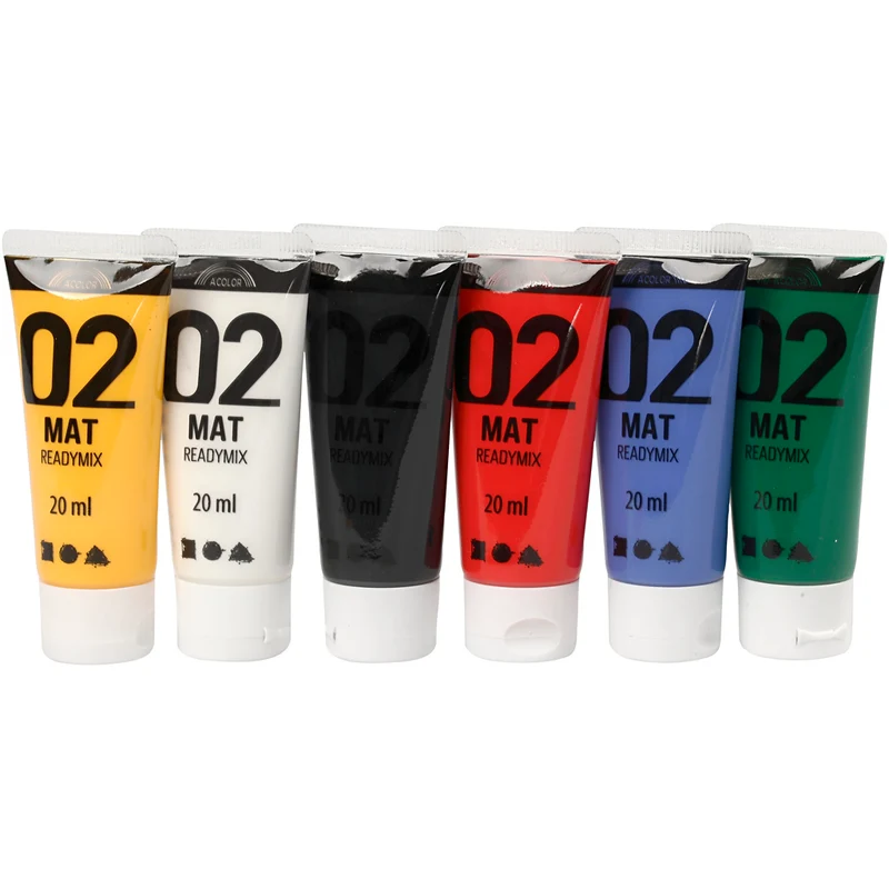 Akrylfärg Matt, standardfärger, 6x20 ml/ 1 förp. [HOB-32101]