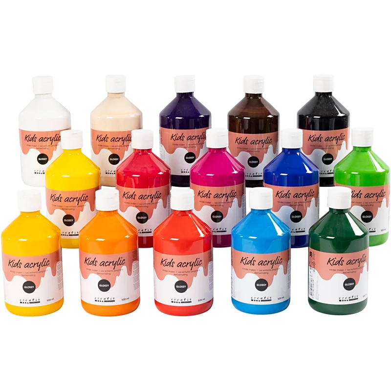 Akrylfärg Blank, mixade färger, 15x500 ml/ 1 förp. [HOB-32000]