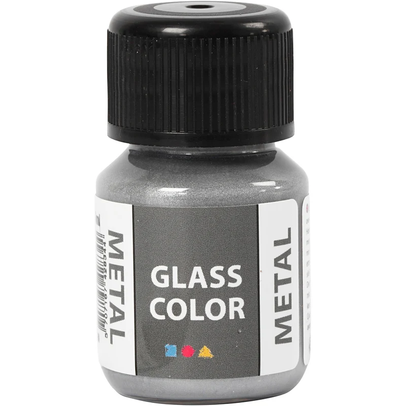 Glasfärg metall, silver, 30 ml/ 1 flaska [HOB-31775]