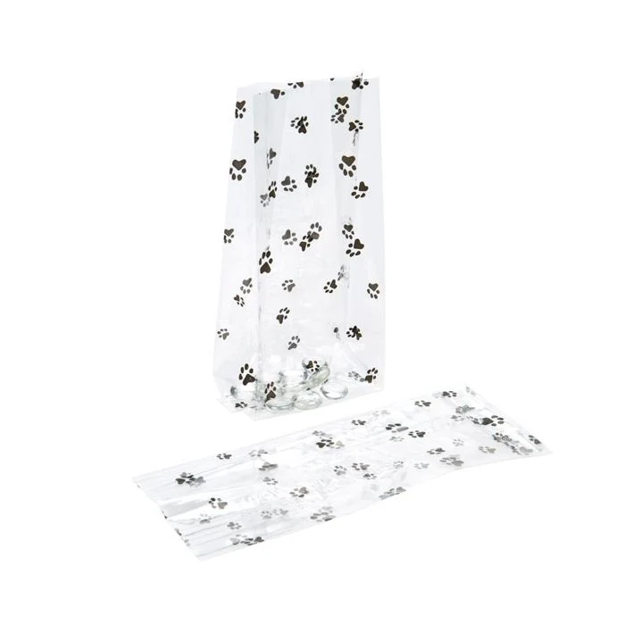 Tryckta Påsar Djur tassar 10,2x6,4x24,1cm med Sidoinvik (100 st) [G4PAW]