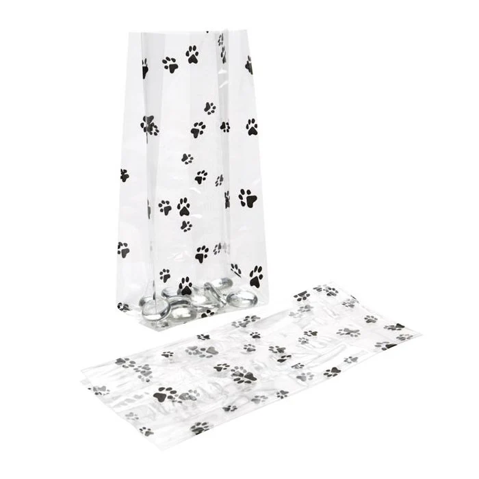 Tryckta Påsar Djur tassar 8,9x5,1x19,1cm med Sidoinvik (100 st) [G3PAW]