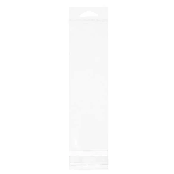 Cellofanpåsar med Eurohål 6,4x20,9cm Transparent med Tejpremsa (100 st) [HB2X8]