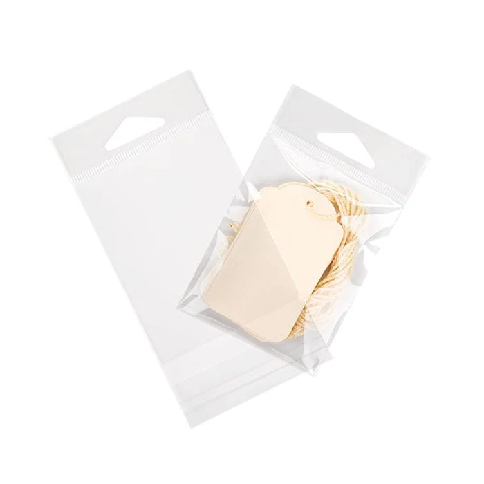 Cellofanpåsar med Eurohål 7x8,9cm Transparent med Tejpremsa (100 st) [HB23]