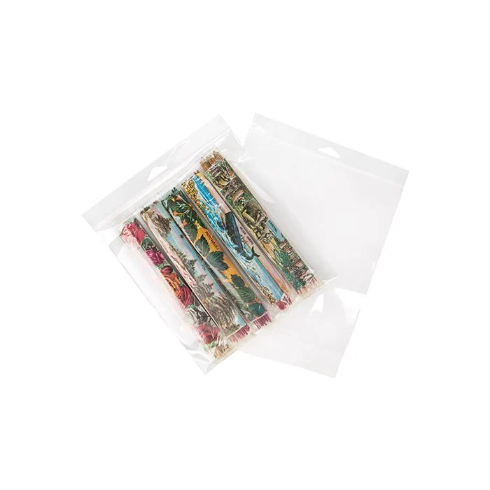 Cellofanpåsar med Eurohål 21,6x23,5cm Transparent med Tejpremsa (100 st) [HB89]
