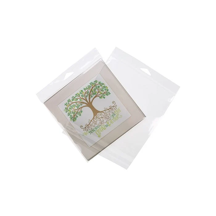 Cellofanpåsar med Eurohål 17,8x17,8cm Transparent med Tejpremsa (100 st) [HB7X7E]