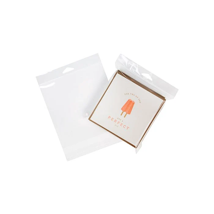 Cellofanpåsar med Eurohål 15,9x15,9cm Transparent med Tejpremsa (100 st) [HB66]