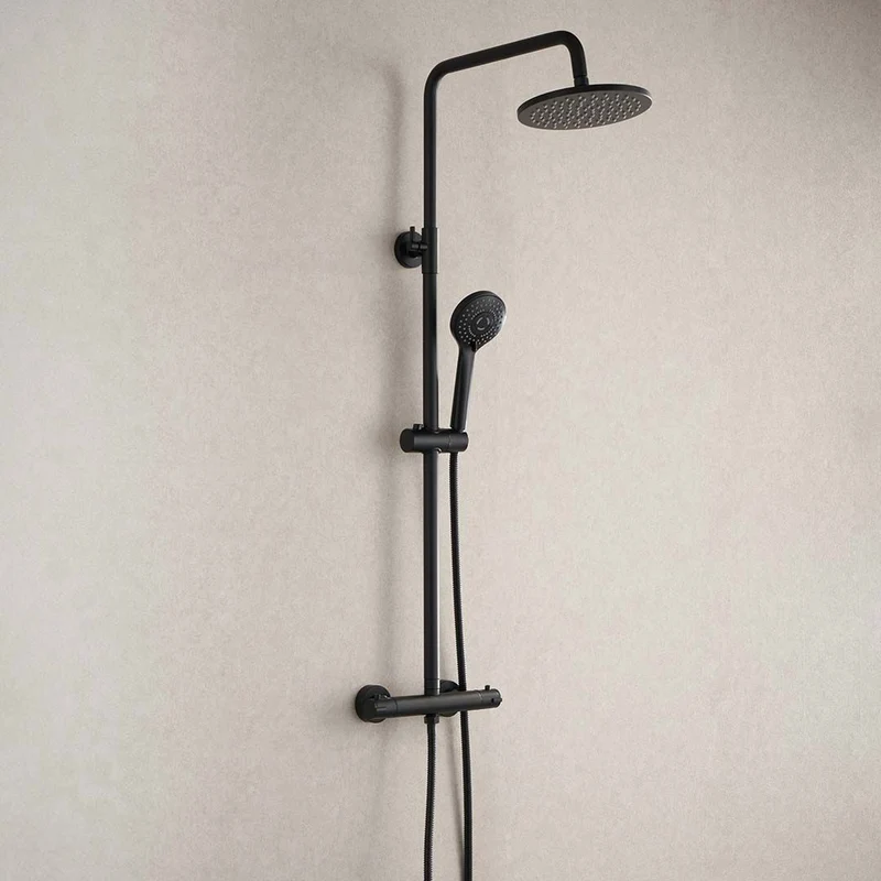 Bathlife Glimma Overhead Rain Shower Set with Thermostatic Mixer CC150, Black