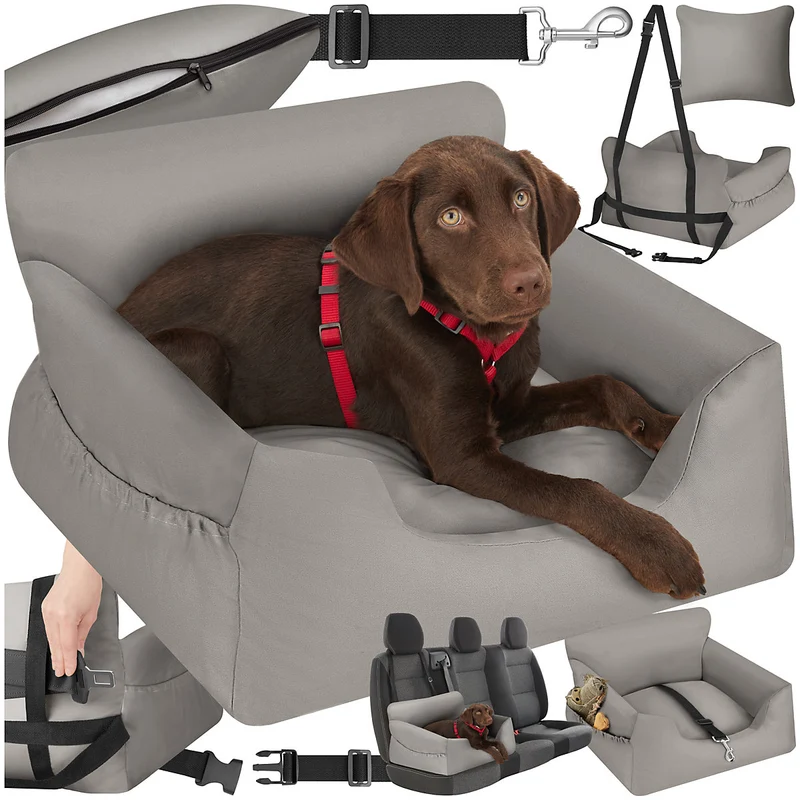 Tectake Milow Dog Car Seat, Grey