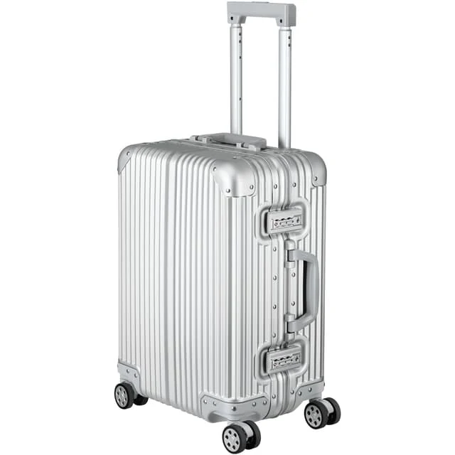 Tectake Airway Aluminium Cabin Trolley Suitcase with TSA Lock, Silver