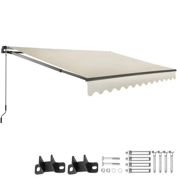 tectake Ornella Retractable Awning with Wall Bracket 300 x 250 cm Beige
