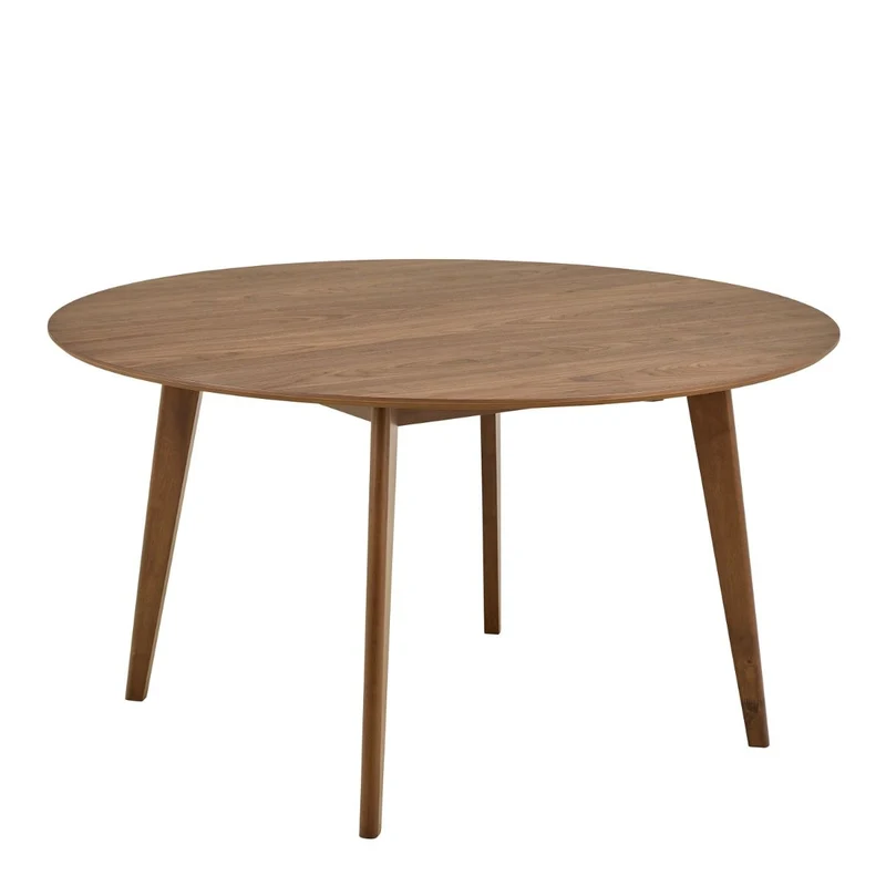 Roxby 4-Seater Round Dining Table in Matte Walnut Veneer 140 cm x 76 cm