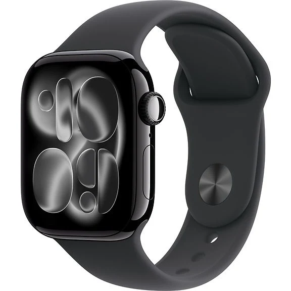 Apple Watch Series 11 (GPS) 42mm Jet Black Aluminium Case with Black Sport Band, S/M
