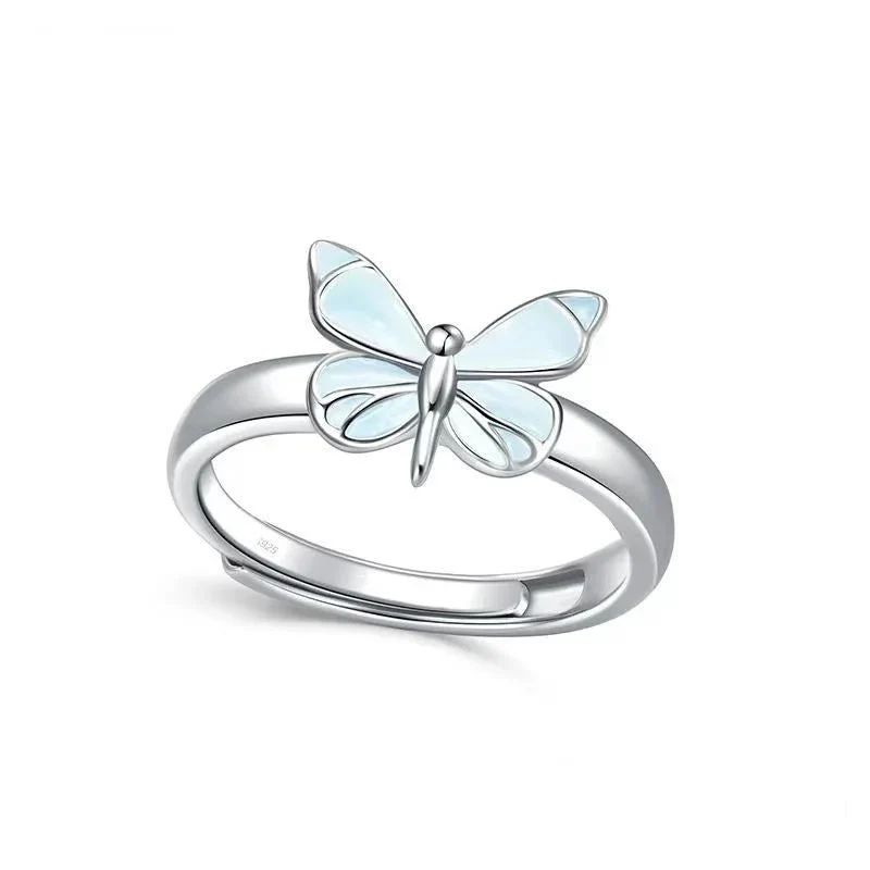 Luminous Blue Butterfly Ring