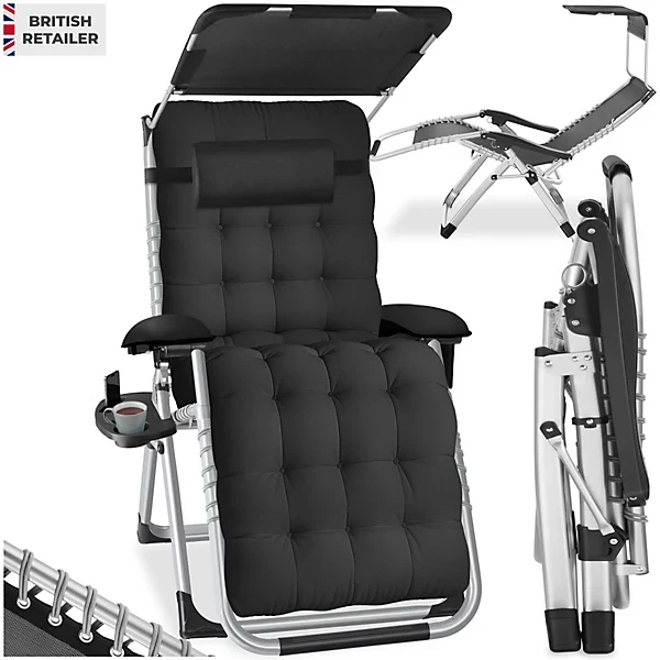 Sun Lounger Cirrus with Plush Padding, Black