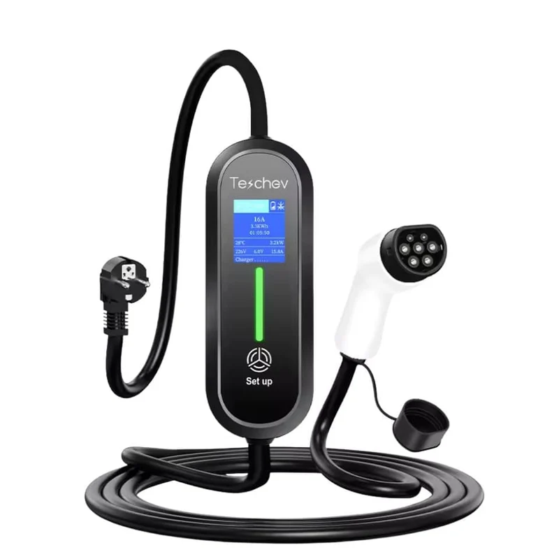 Teschev 220V 230V 16A Portable EV Charger, Type2 Charging Cable 3.5kW 16A,Type2