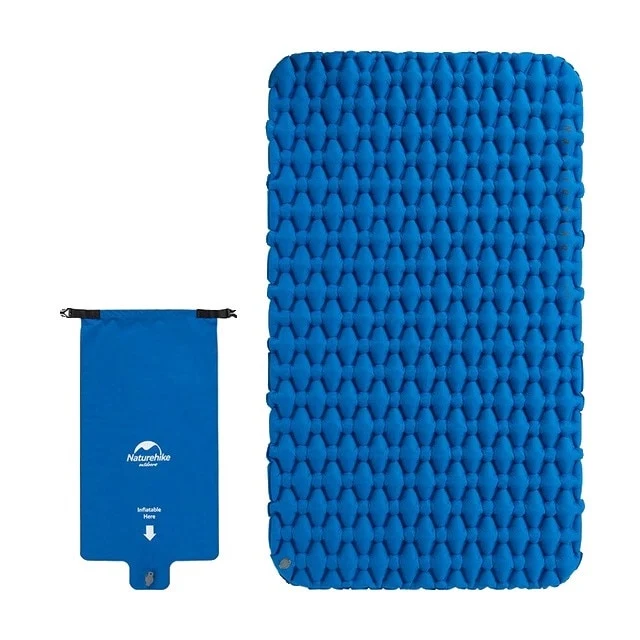 Naturehike Camping Couple Inflatable Mattress with Air Pillow 120x200x6.5cm, Blue