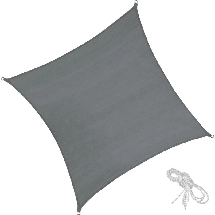 Tectake Shade Sail, Grey, 5.4 x 5.4 m