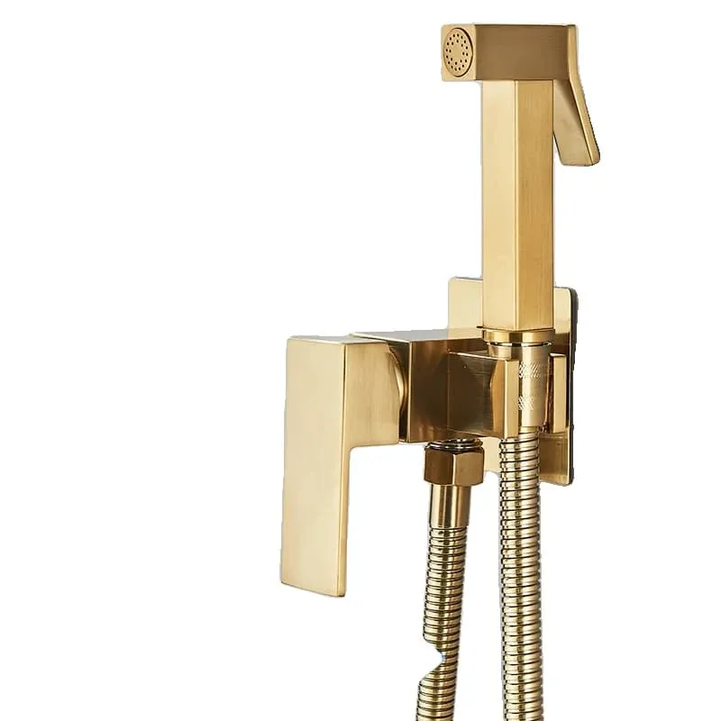 Bathroom Bidet Faucet, High-Pressure, Chrome, Brushed Gold