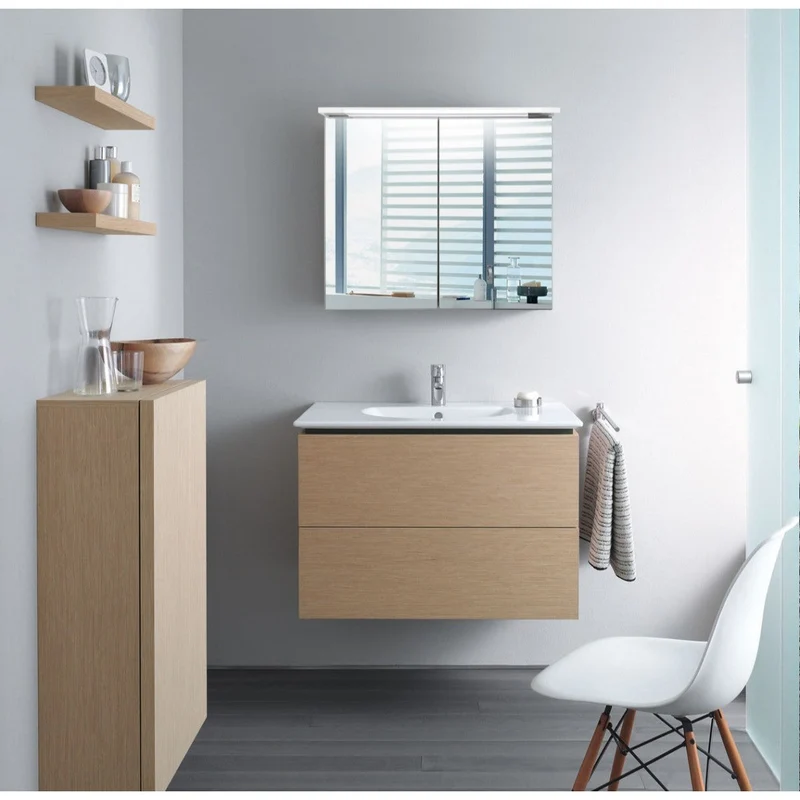 Mirror Cabinet with LED Lighting Bathlife Glänsa, 800, White