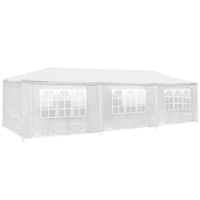 Gazebo 9x3m with 8 Side Panels, White